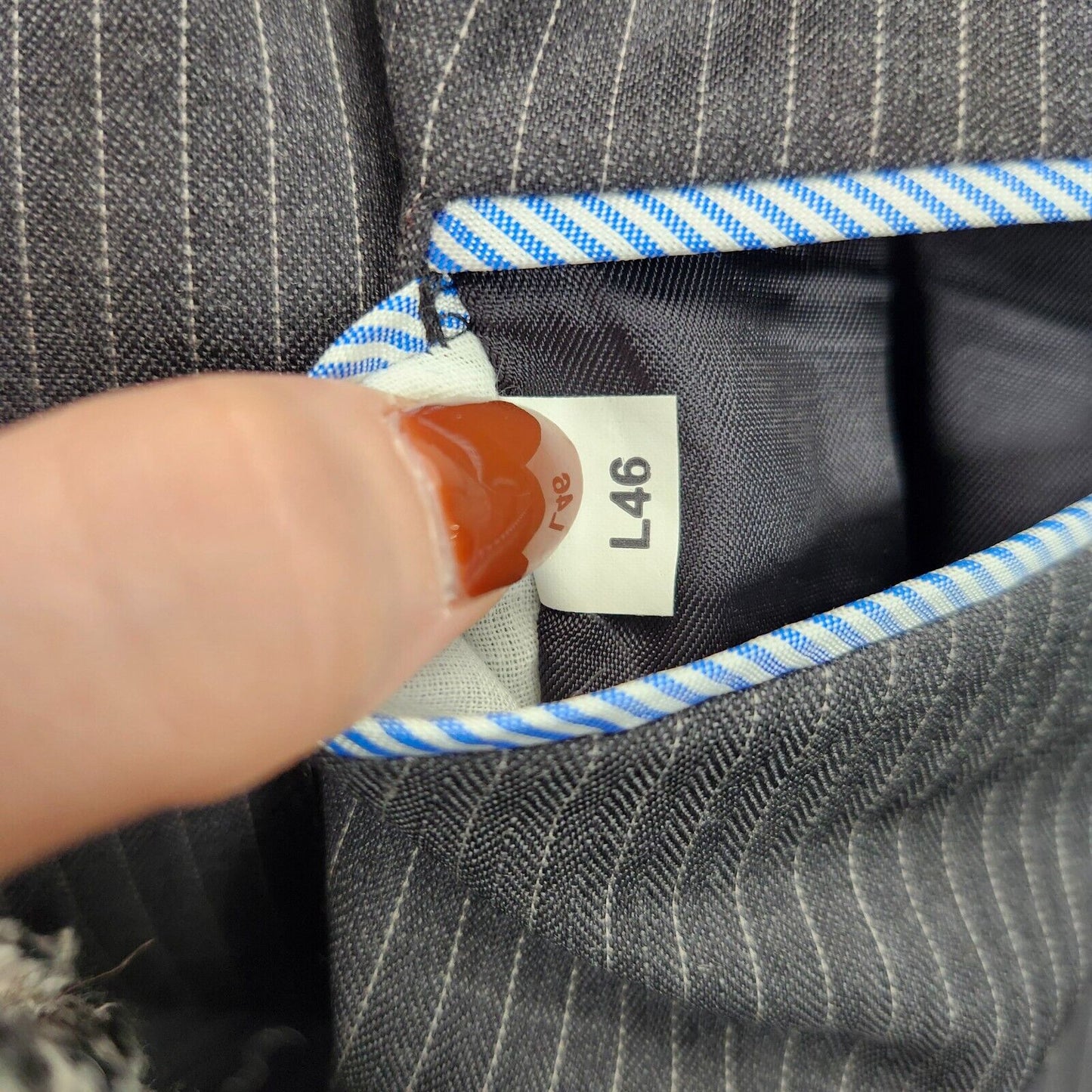 Tommy Hilfiger Men's Suit Jacket Two Button Single Breasted Gray Striped 46L