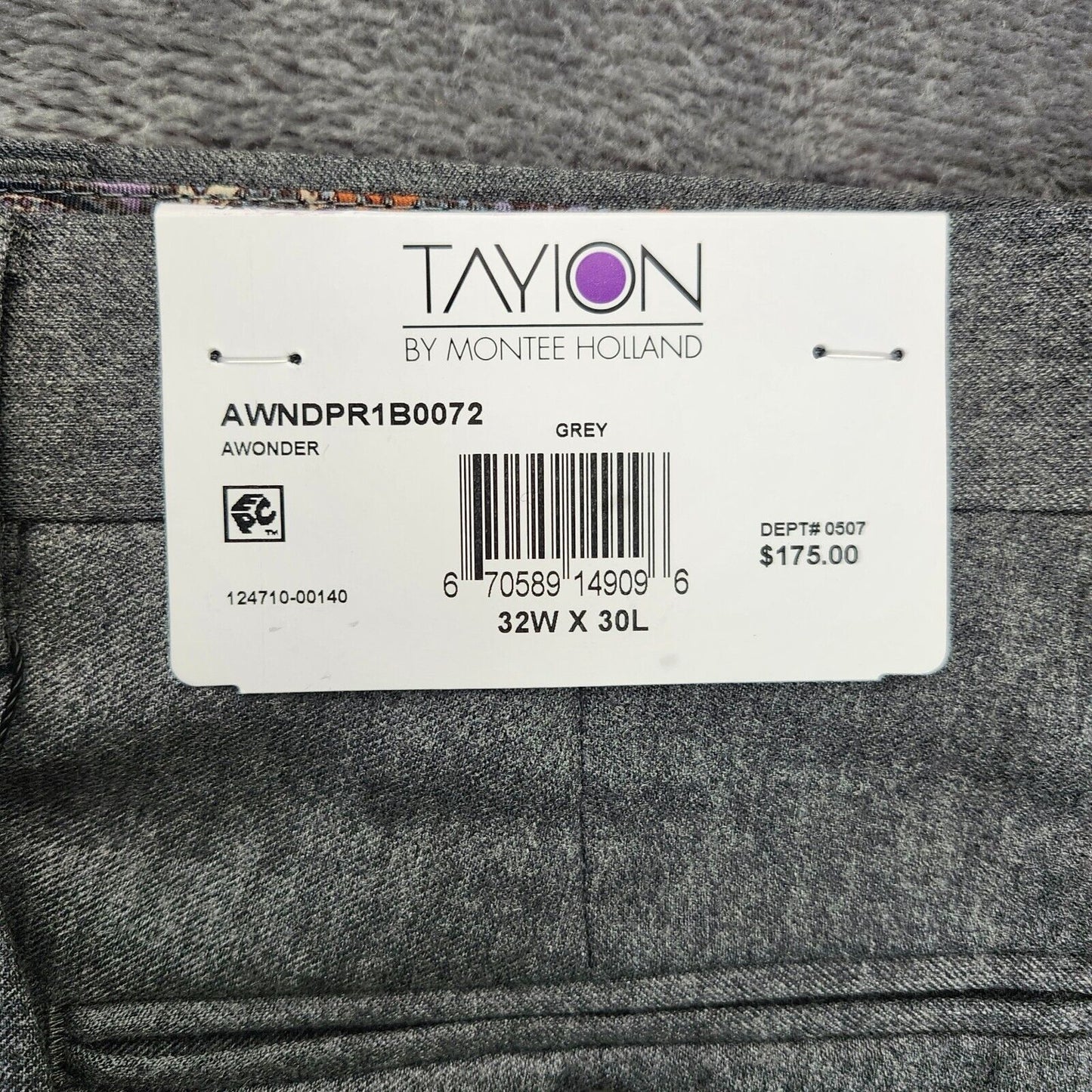 Tayion By Montee Holland Mens Classic-Fit Wool-Blend Dress Pants 32W x 30L Grey
