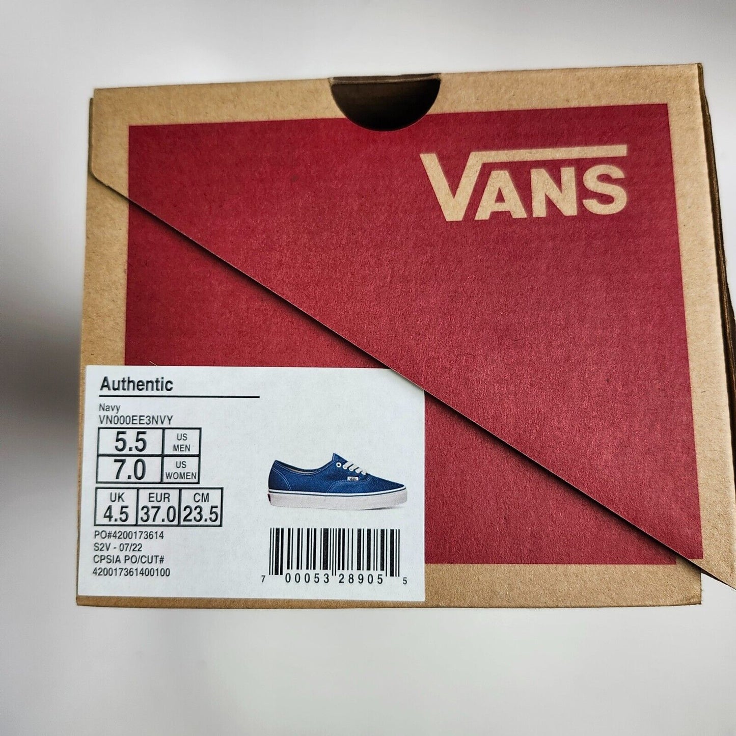 VANS MEN'S AUTHENTIC CANVAS NAVY VN000EE3NVY Size 5.5 / 7