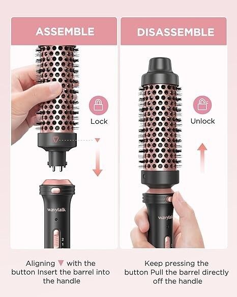 Wavytalk Thermal Brush, 1.5" Heated Round Brush with Detachable Head for Travel