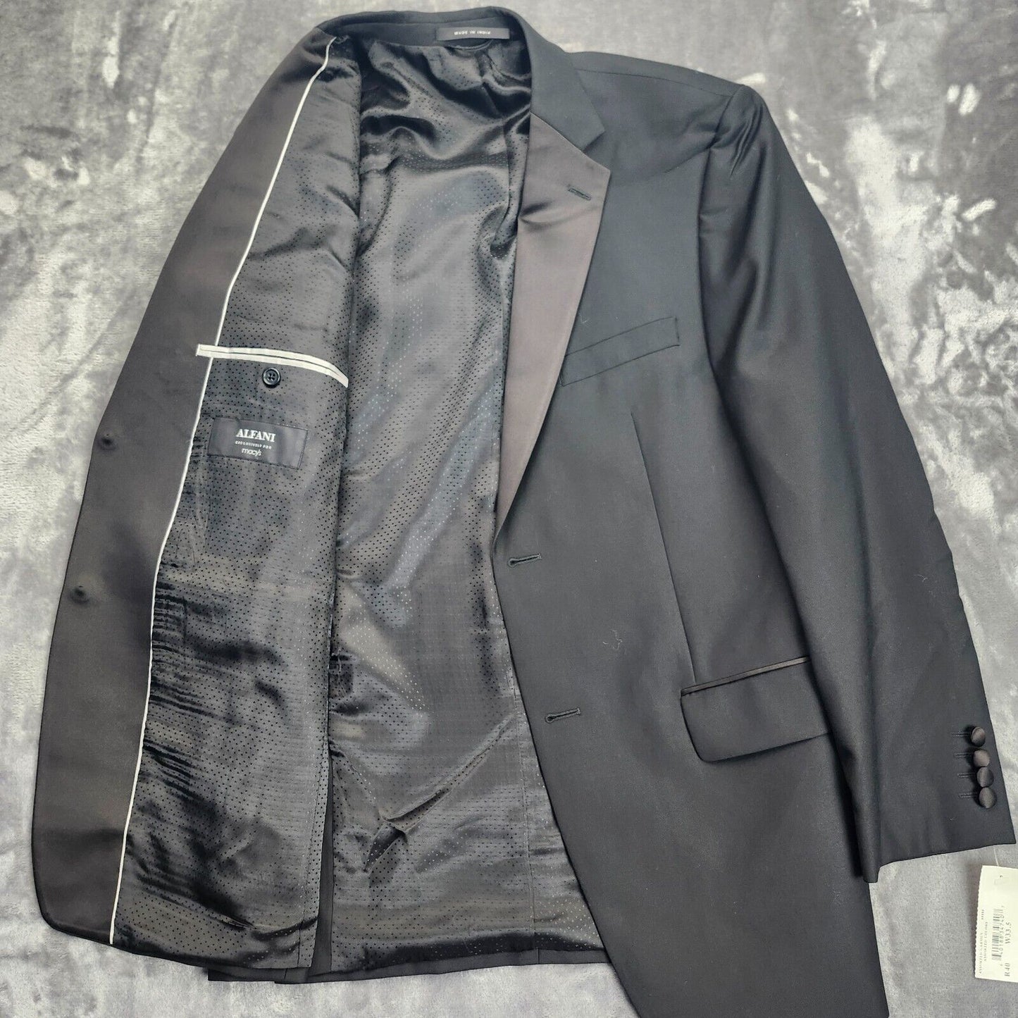 Alfani Men's Wool Blend Black Tuxedo Jacket Size 40R