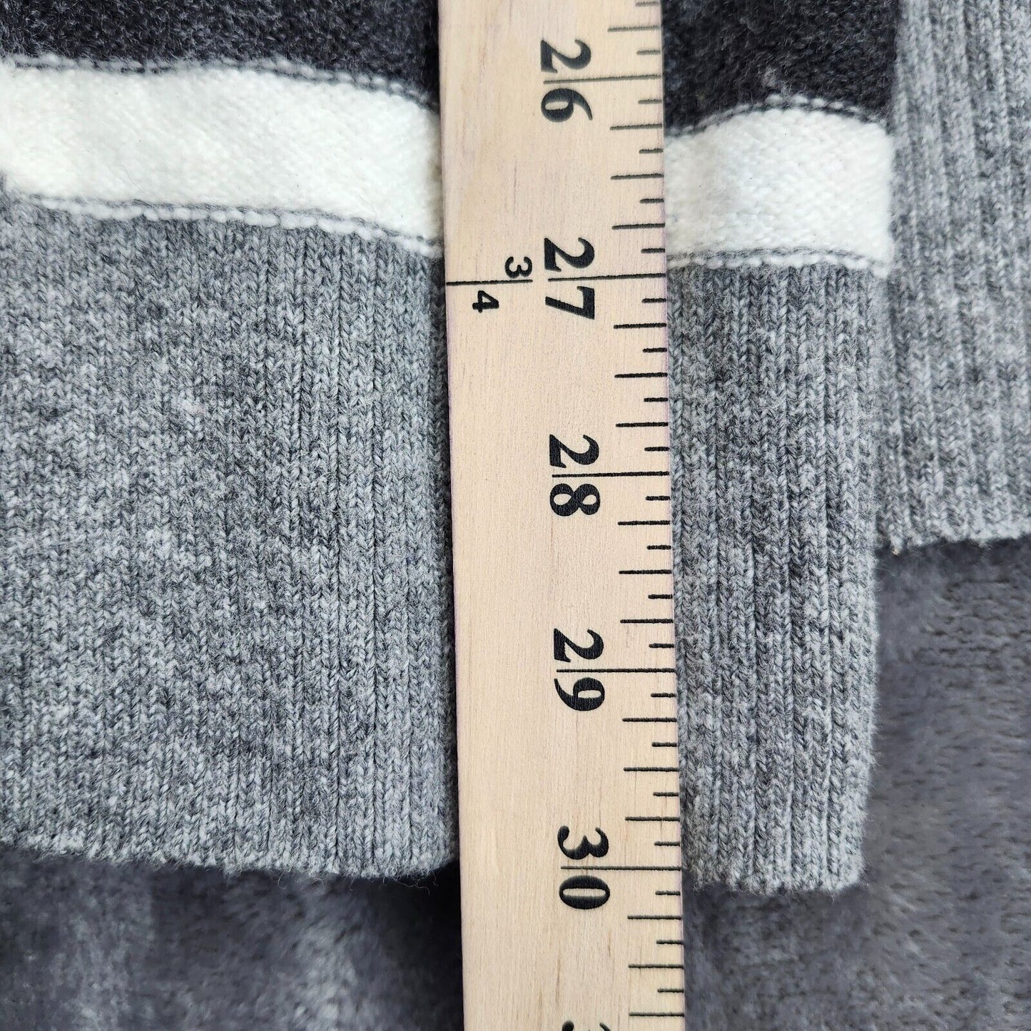 Ann Taylor Loft Womens Gray Open Front Striped Knit Cardigan Sweater Size S