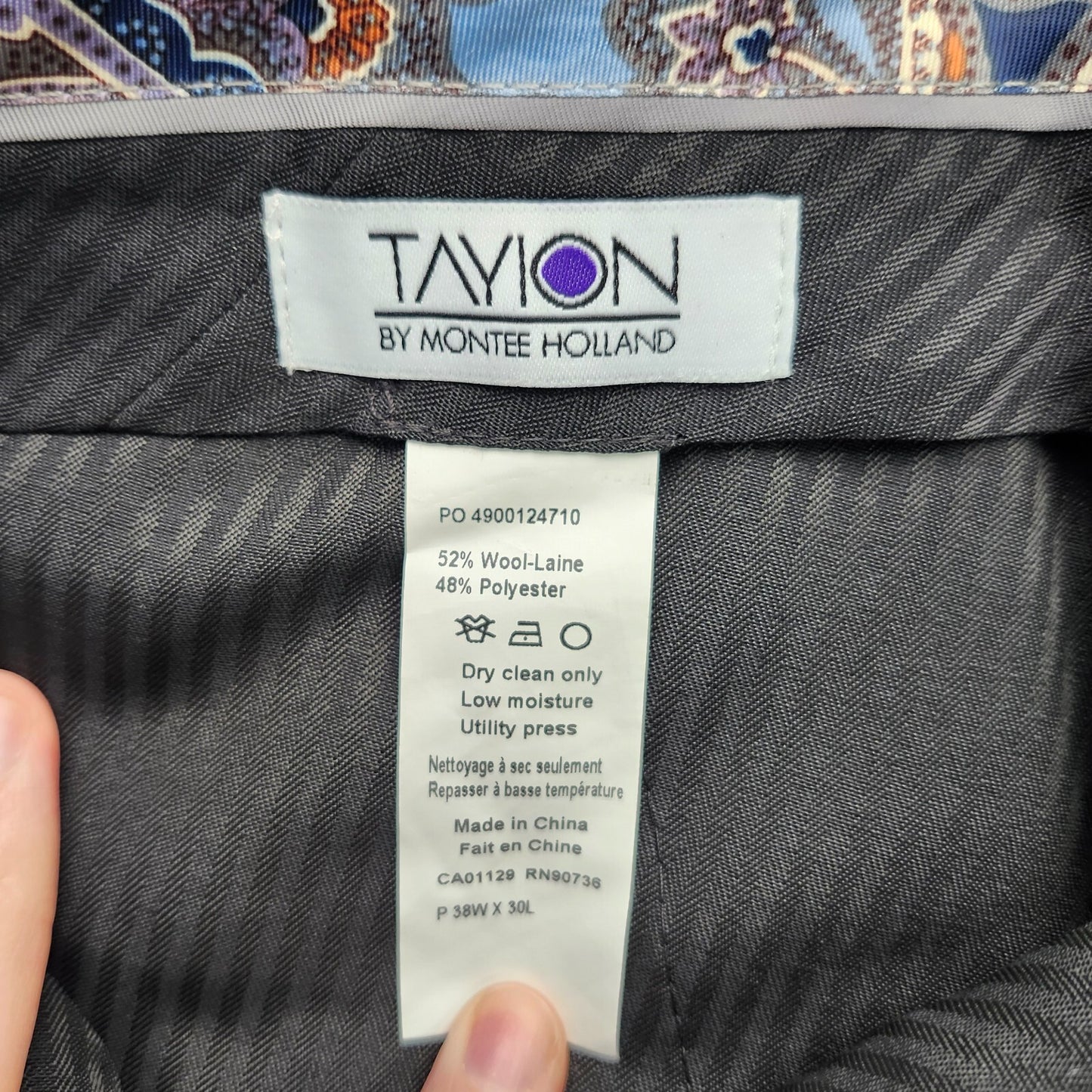 Tayion By Montee Holland Mens Classic-Fit Wool-Blend Dress Pants 38W x 30L Grey