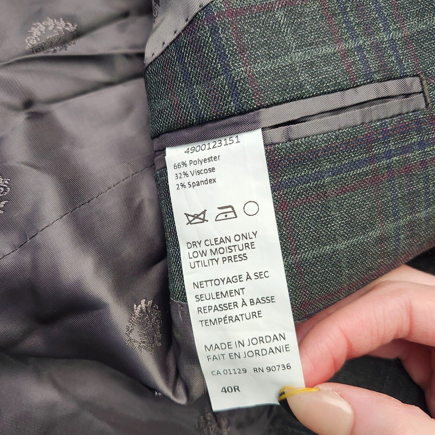Lauren Ralph Lauren Polyester Green Plaid Suit Jacket Blazer 40R NWT