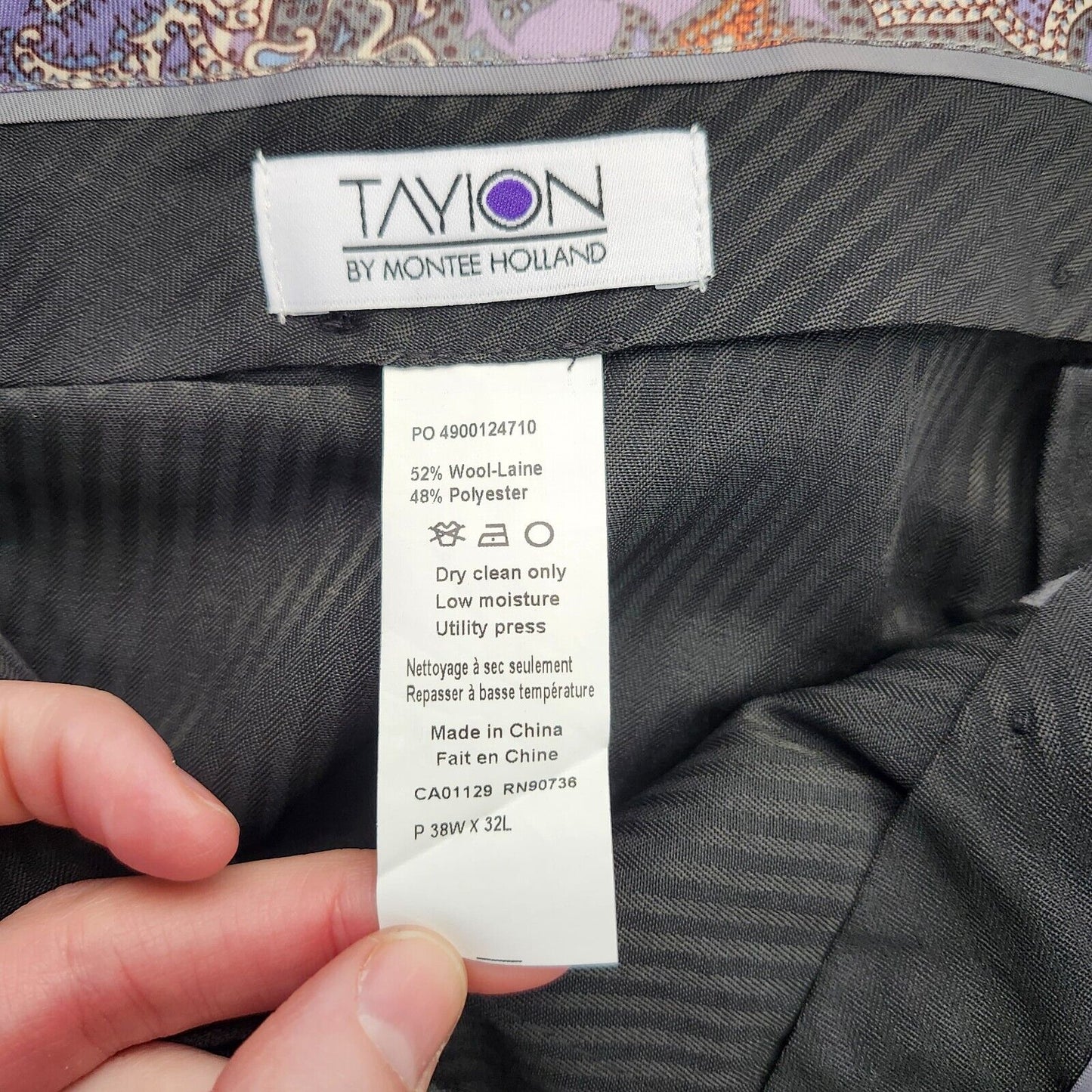 NWT Tayion By Montee Holland Mens Classic-Fit Wool-Blend Dress Pants 38W x 32L