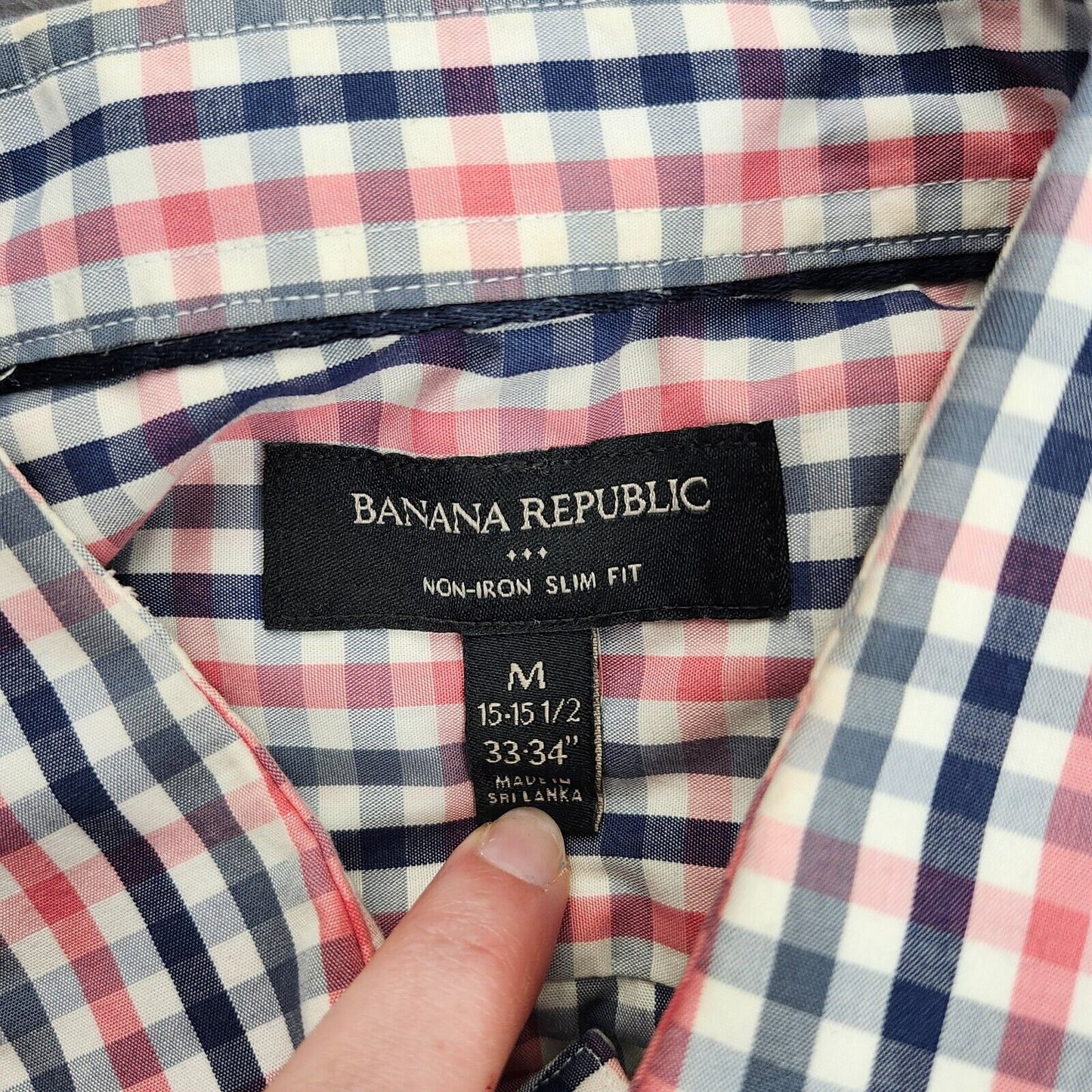 Banana Republic Long Sleeve Button Down Slim Fit Non-Iron Shirt Medium 15.5 34