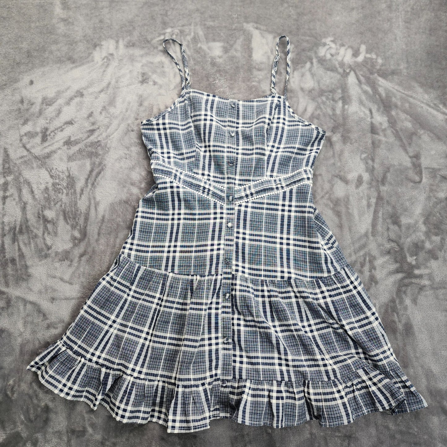 bacio womens plaid Summer dress Medium Gray