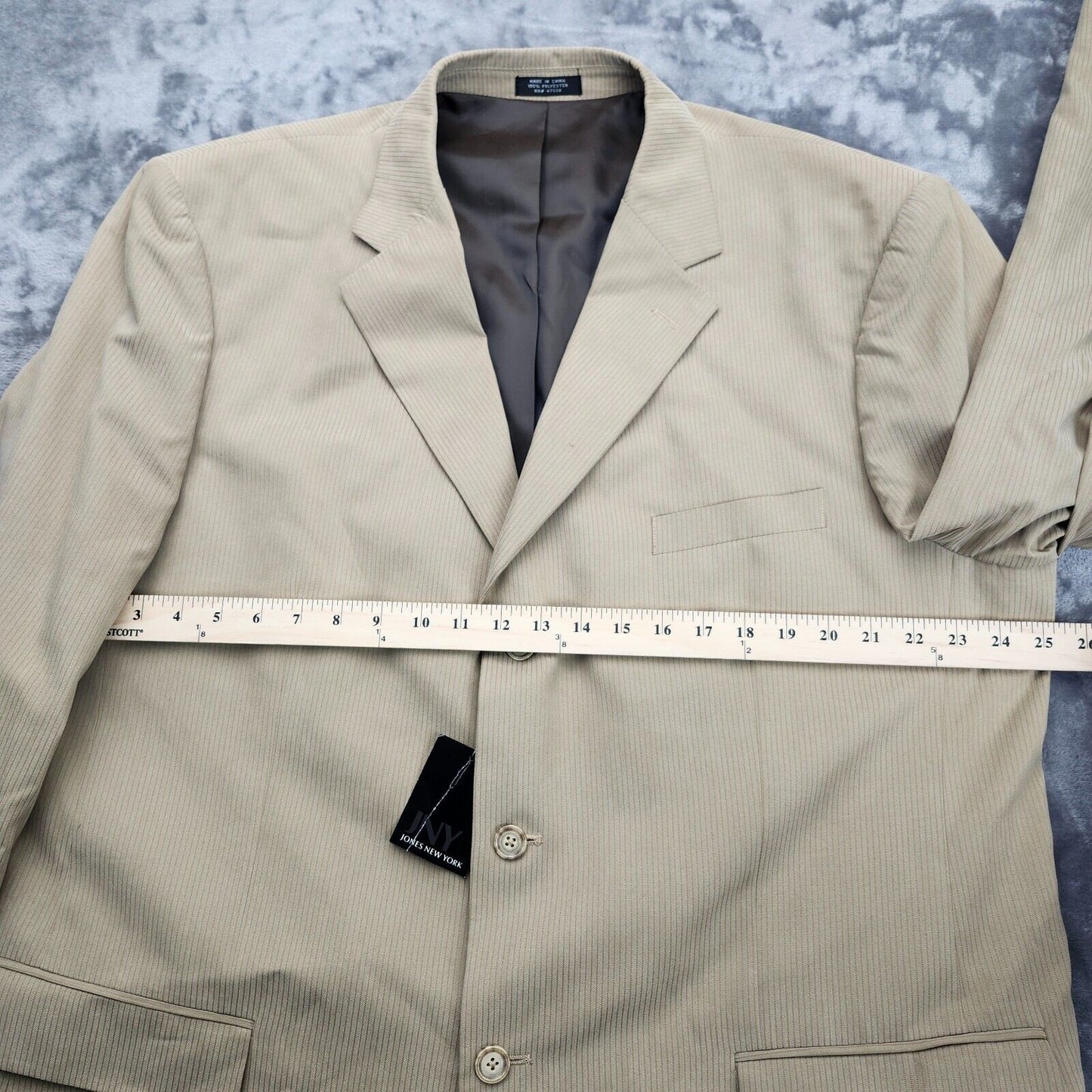 NWT JNY Jones New York Men's 48 Long Suit Coat Style Adler Tan Notch Lapel