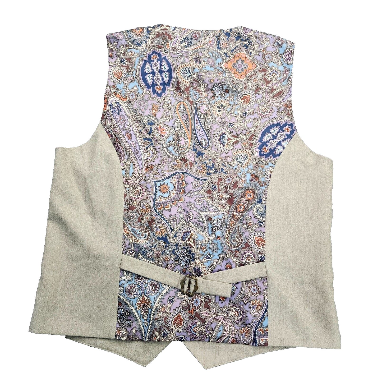 TAYION By Montee Holland Mens Tan Wool Blend Paisley Vest Pike Stitching Medium