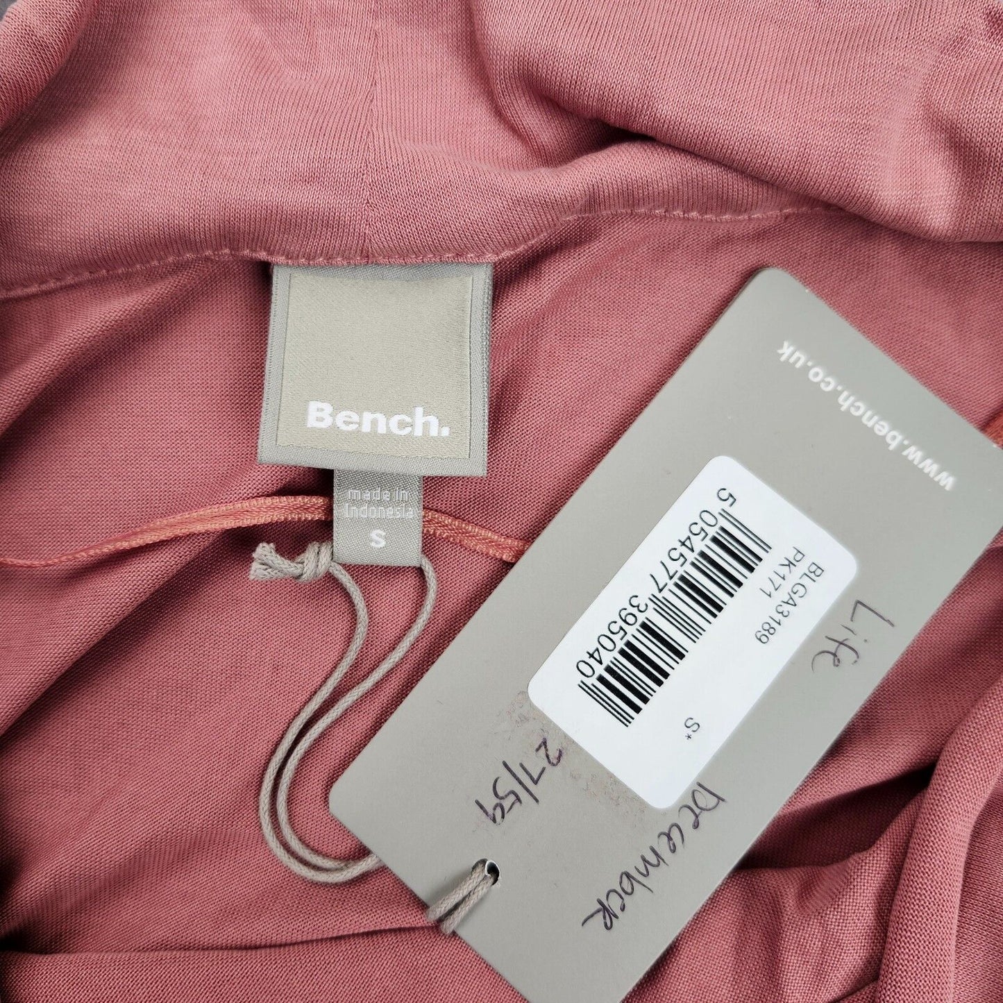 NWT Bench Urban Wear Womens Long Sleeve Light Pink Cowl Neck