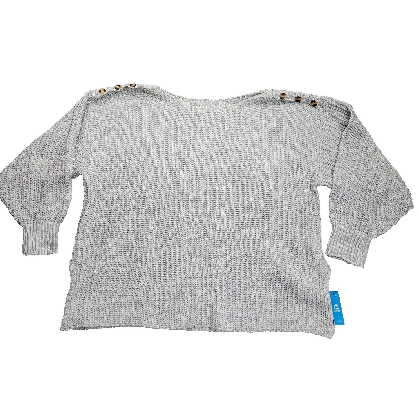 CUPSHE Womens Grey Off-Shoulder Long Sleeve Oversized Sweater XL