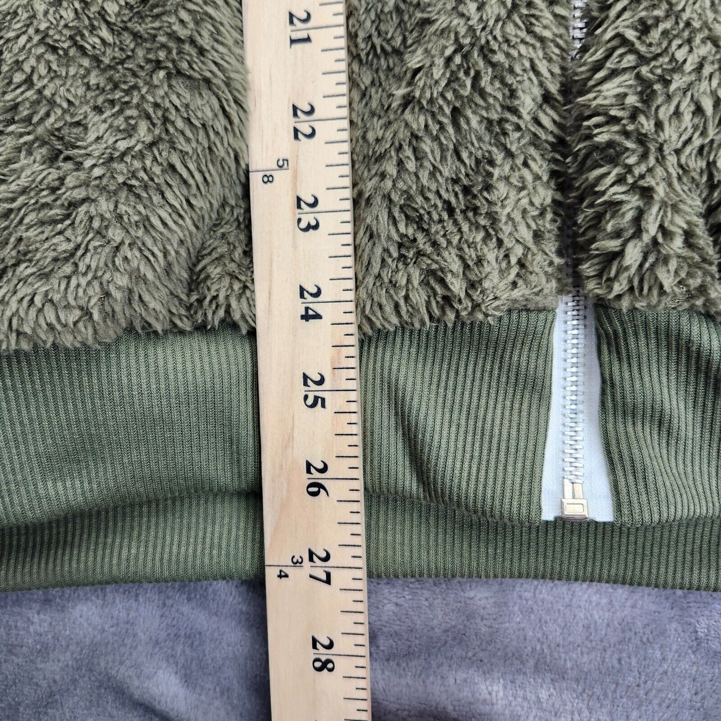 Women Fuzzy Fleece Hoodie Jacket Outwear with Pockets 5XL Green