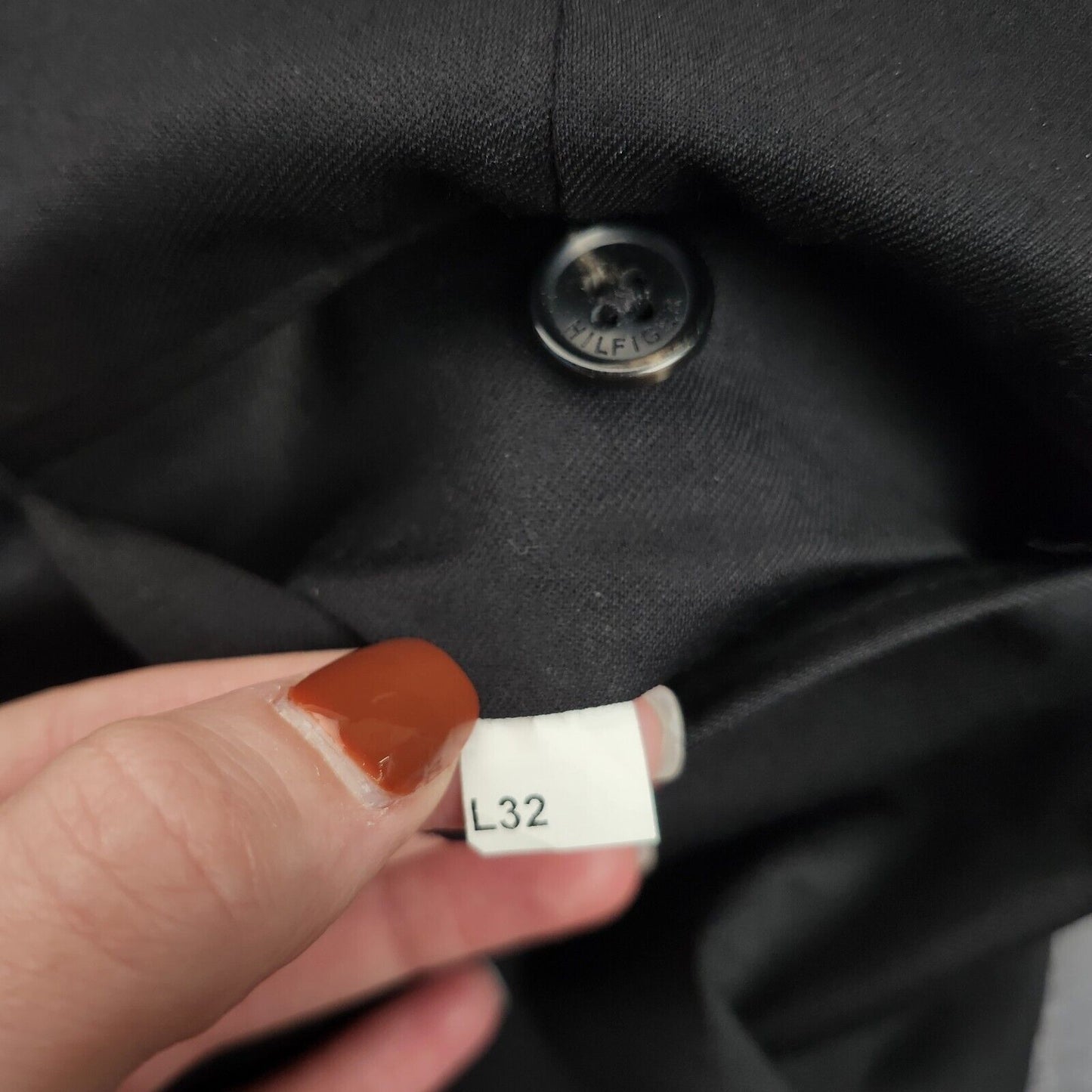 NWT Tommy Hilfiger Black Wool Suit Set Jacket Notch Lapel 38 Long, Pants 32