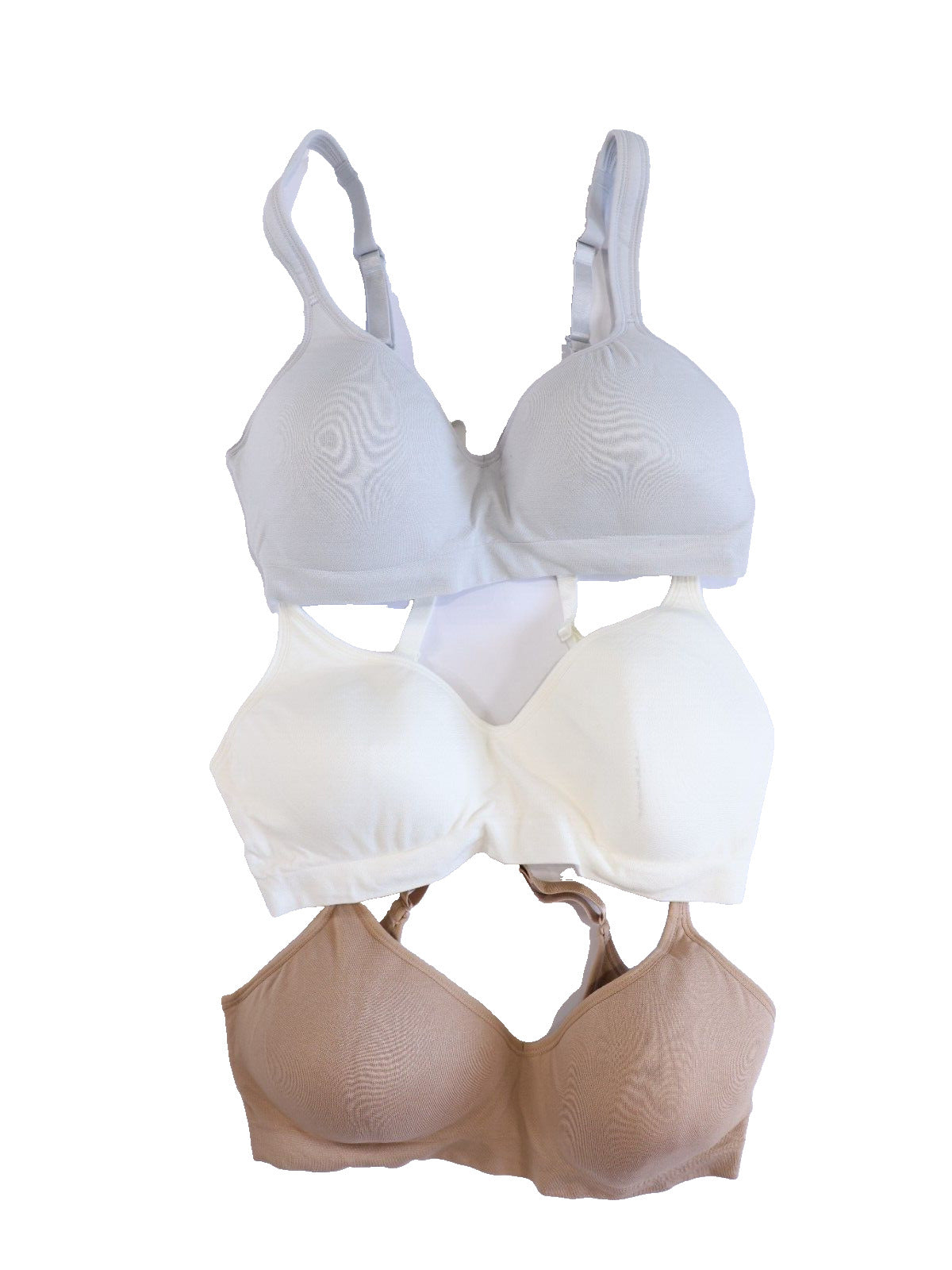 Carole Hochman Women's Wirefree Sealmless Comfort Bra, 3-Pack, Taupe/WHT/BLK Med