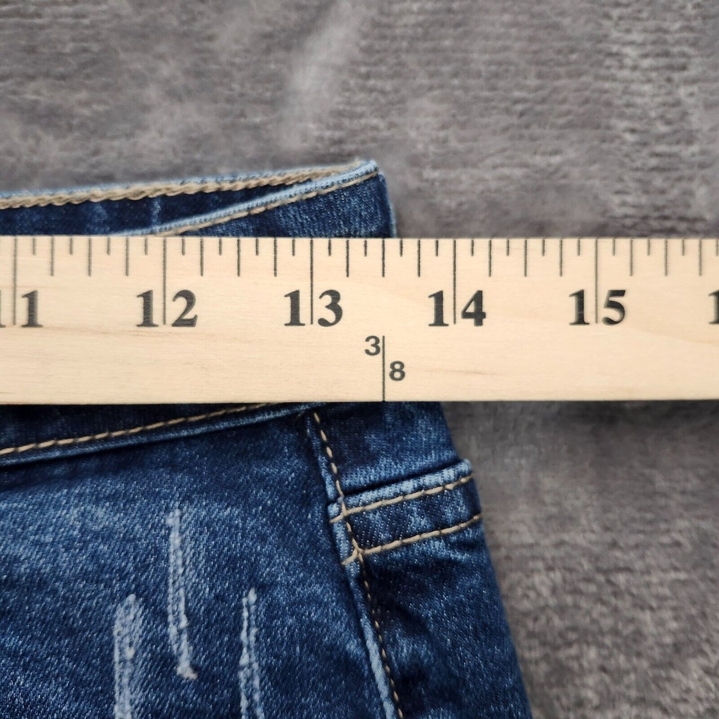 Flamingals Womens High Rise Button up Distressed Flared Denim Jeans Small
