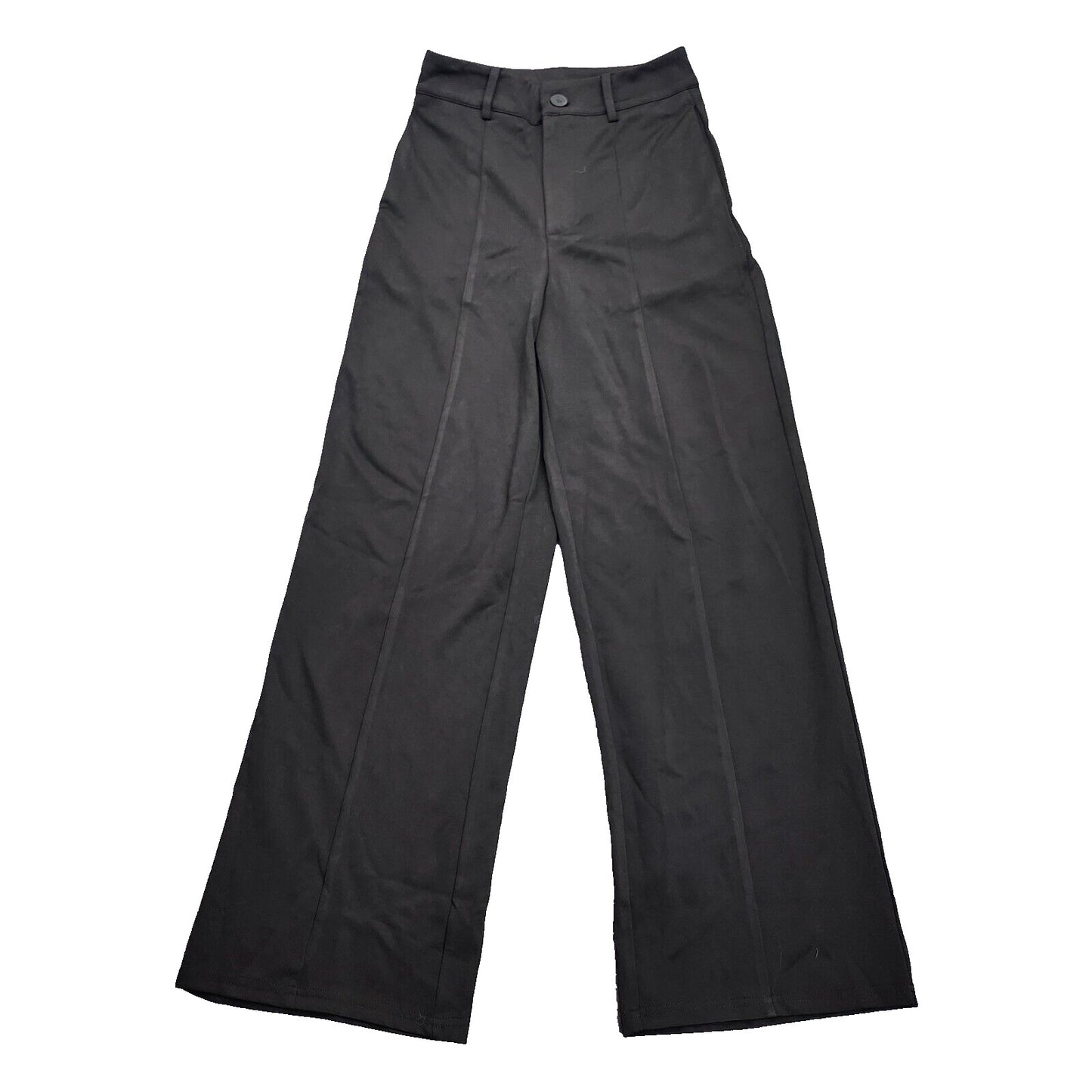 CIDER Women Loose Pleated Front Long Pants Wide Leg Trousers Solid Black XS