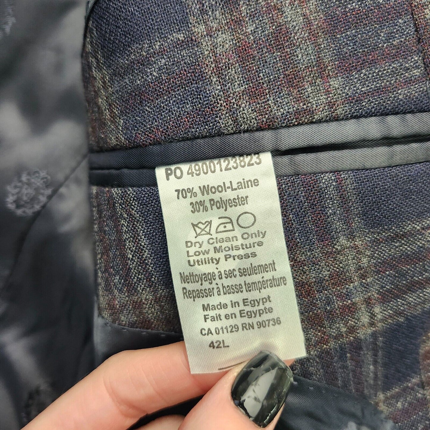 Lauren Ralph Lauren Polyester Blue Plaid Suit Jacket Blazer 42L NWT