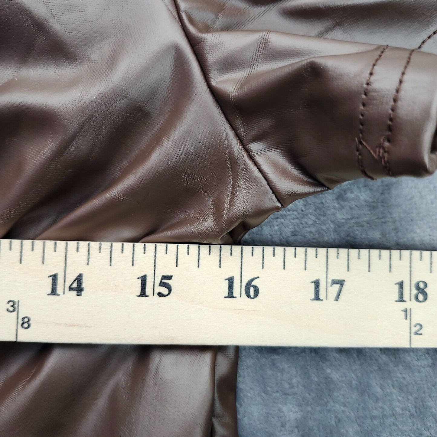 MICAS Womens Brown Faux leather cropped shirt size Medium