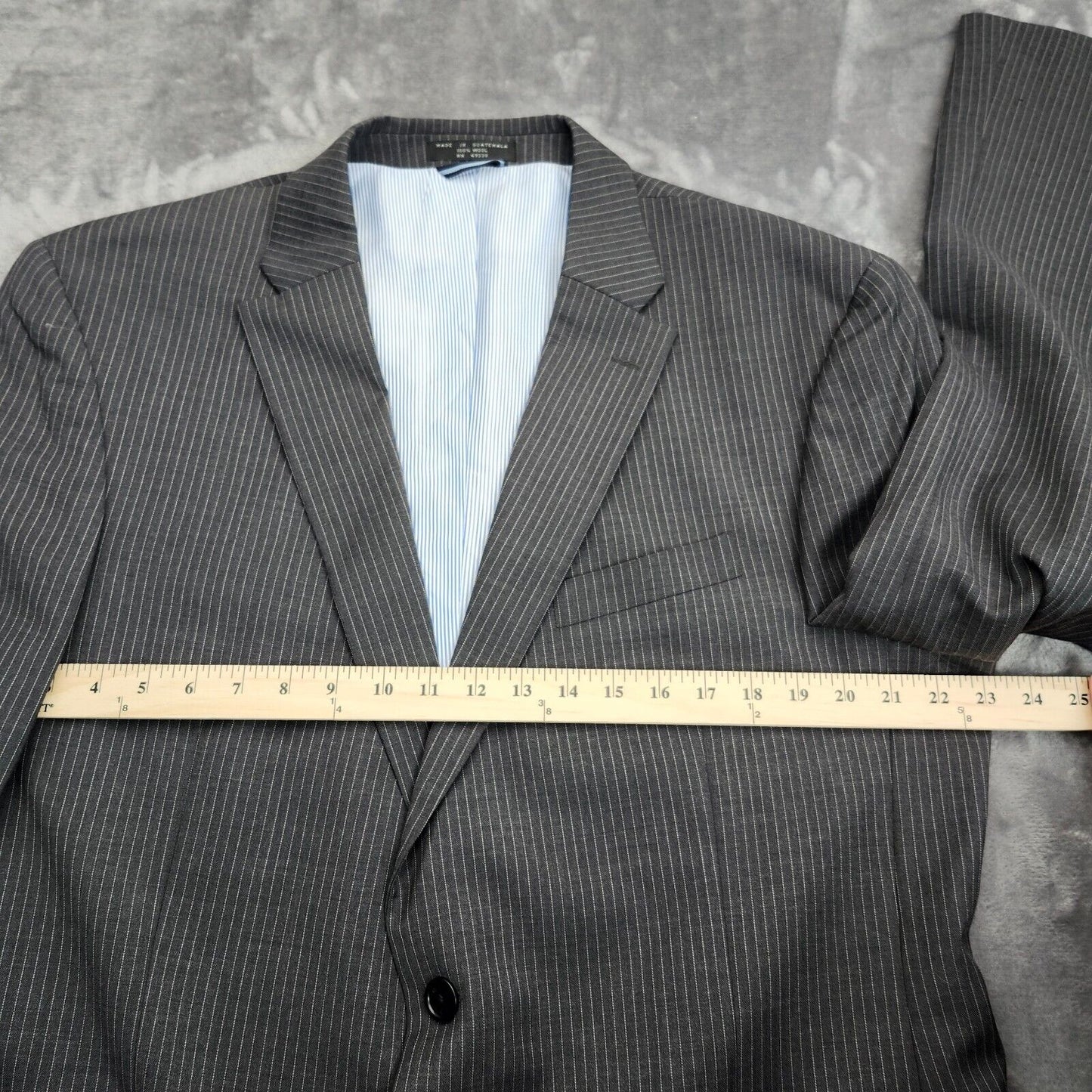 Tommy Hilfiger Men's Suit Jacket Two Button Single Breasted Gray Striped 46L