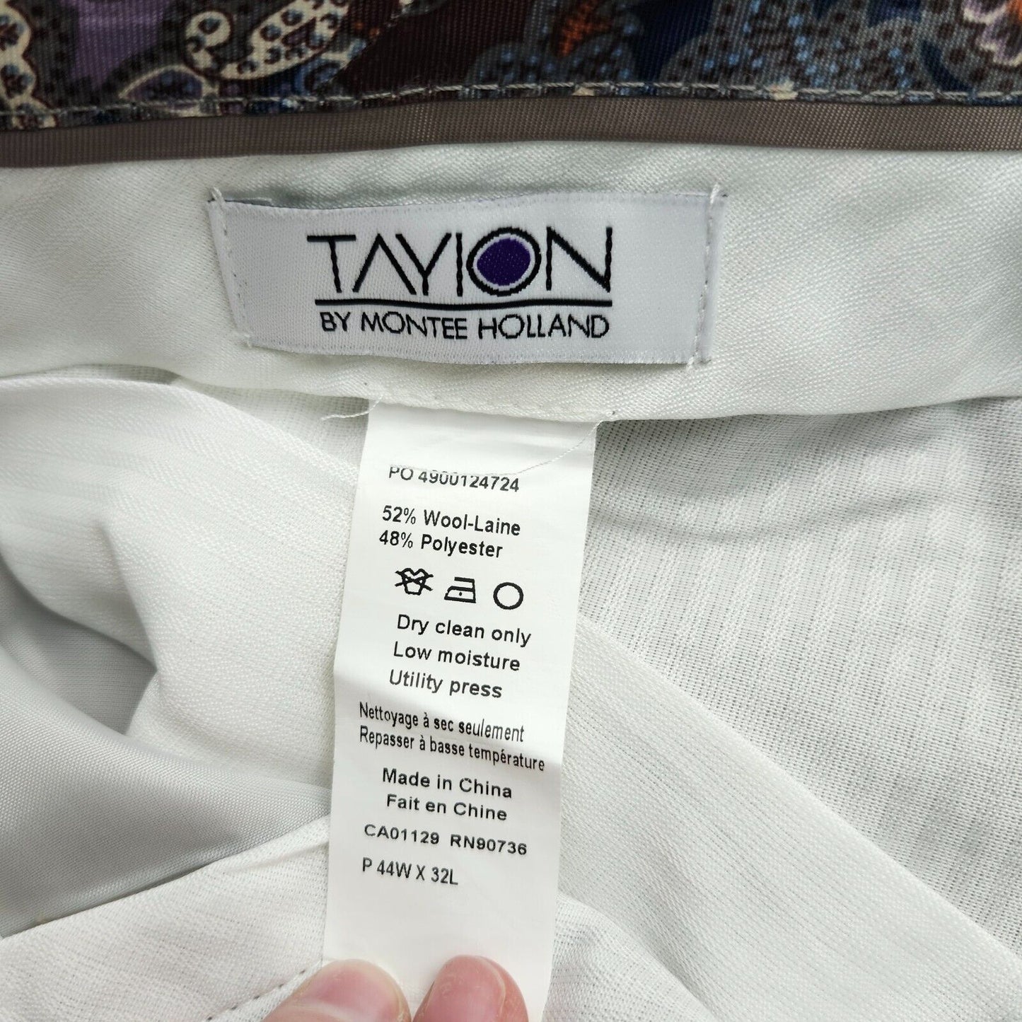 Tayion By Montee Holland Mens Classic-Fit Wool-Blend Dress Pants 44W x 32L