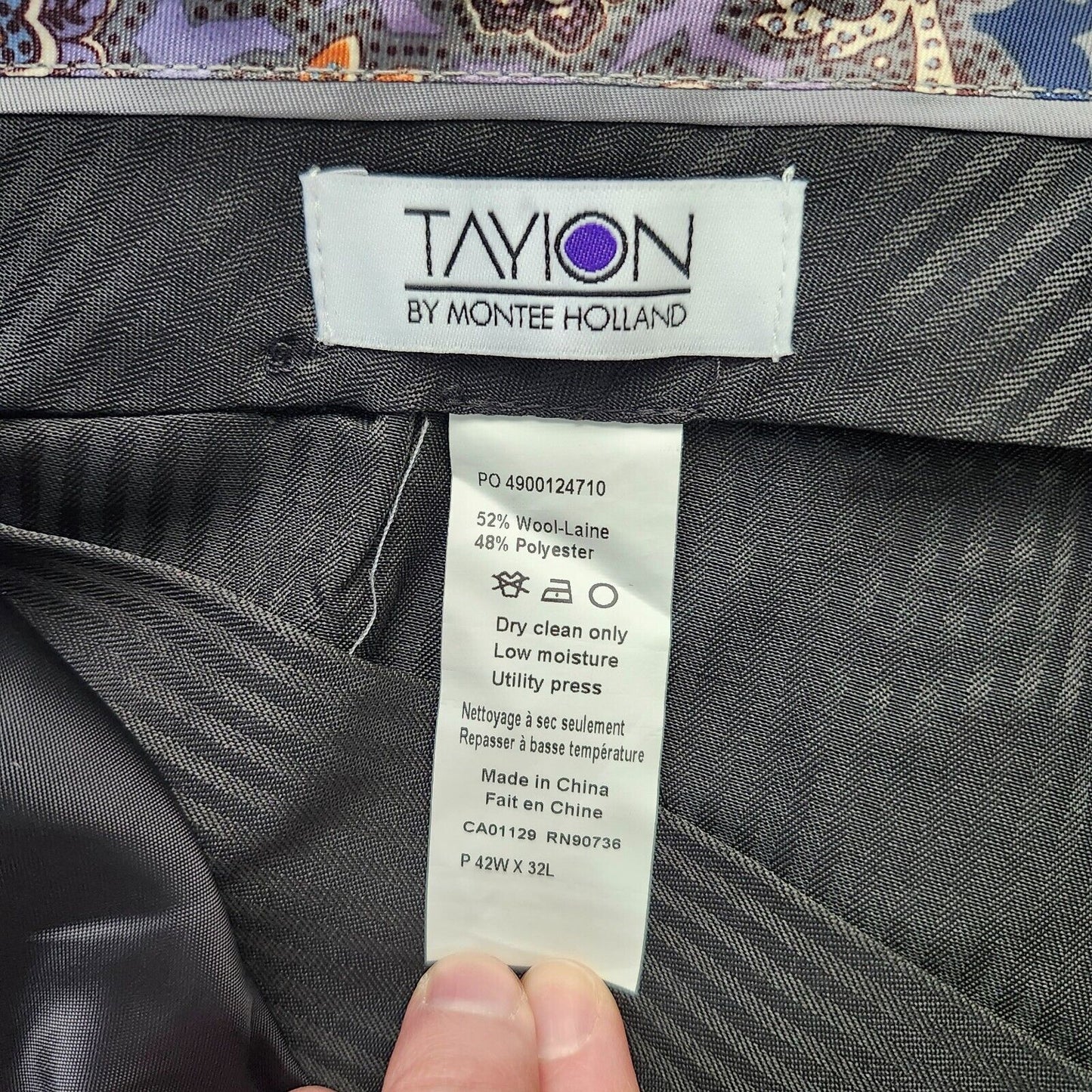 Tayion By Montee Holland Mens Classic-Fit Wool-Blend Dress Pants 40W x 32L Grey