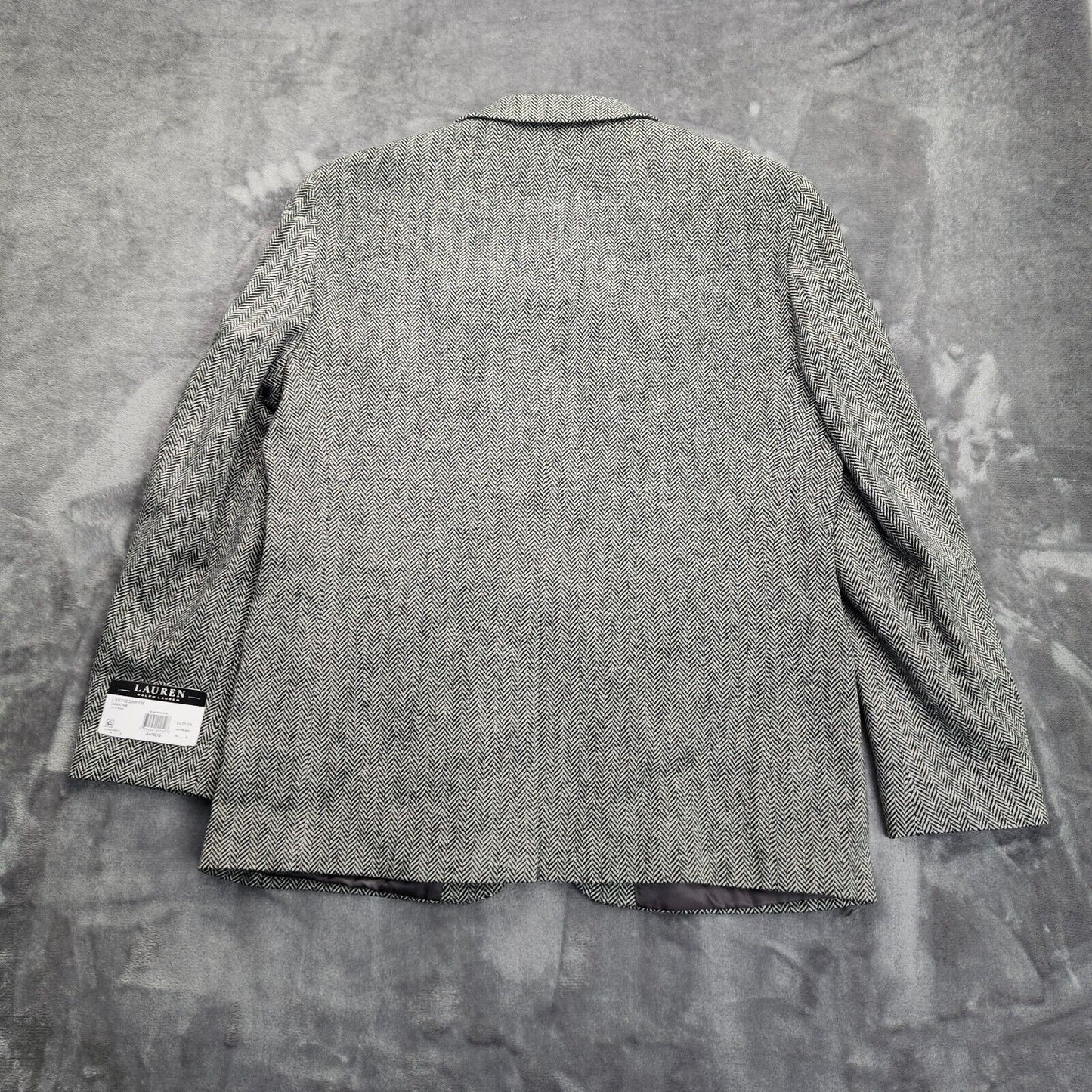Lauren Ralph Lauren Classic-Fit Wool Suit Jacket Black/White Herringbone 44R NWT