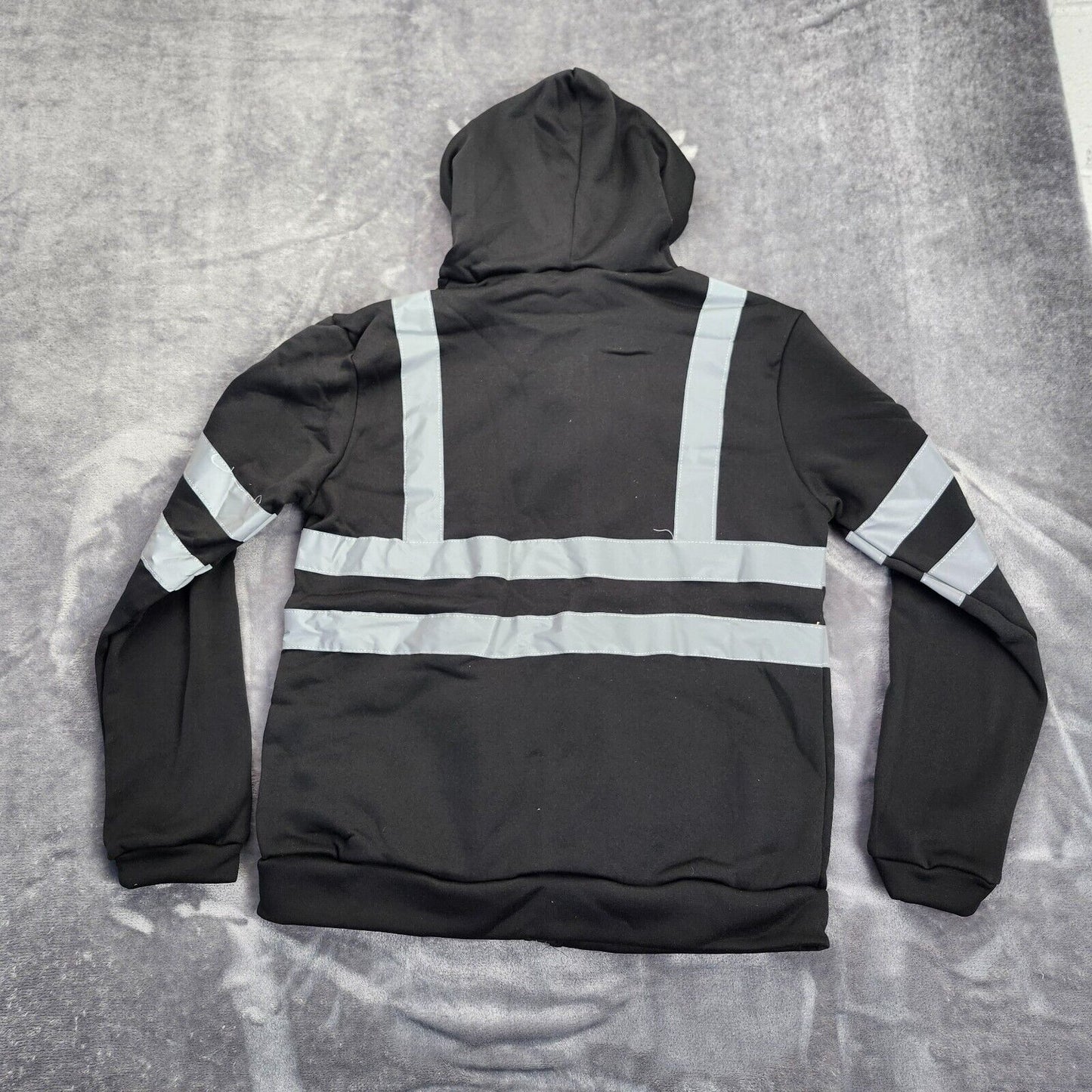 Mens Zipper Sweatshirt Reflective Safe Work Jacket Tops Fall Long Sleeve XL