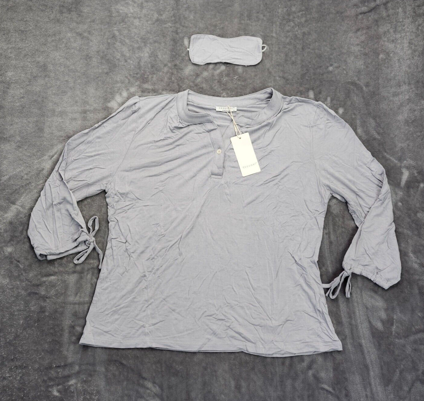 Ekouaer Womens gray pajama set with Top, lounge pants, and sleep mask XL