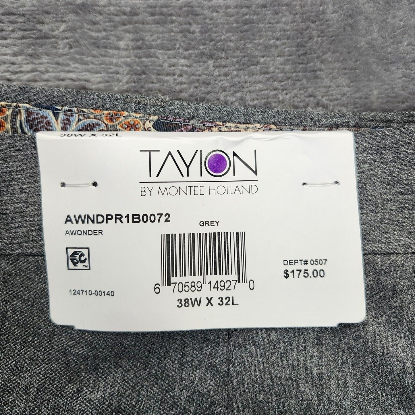 NWT Tayion By Montee Holland Mens Classic-Fit Wool-Blend Dress Pants 38W x 32L