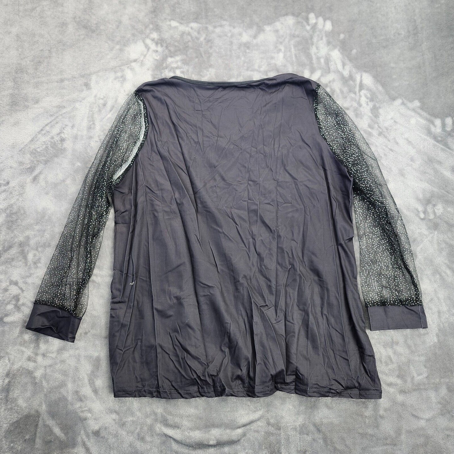 luhan Women's Mesh Sheer Long Sleeve Tops Blouses V Neck Mesh M