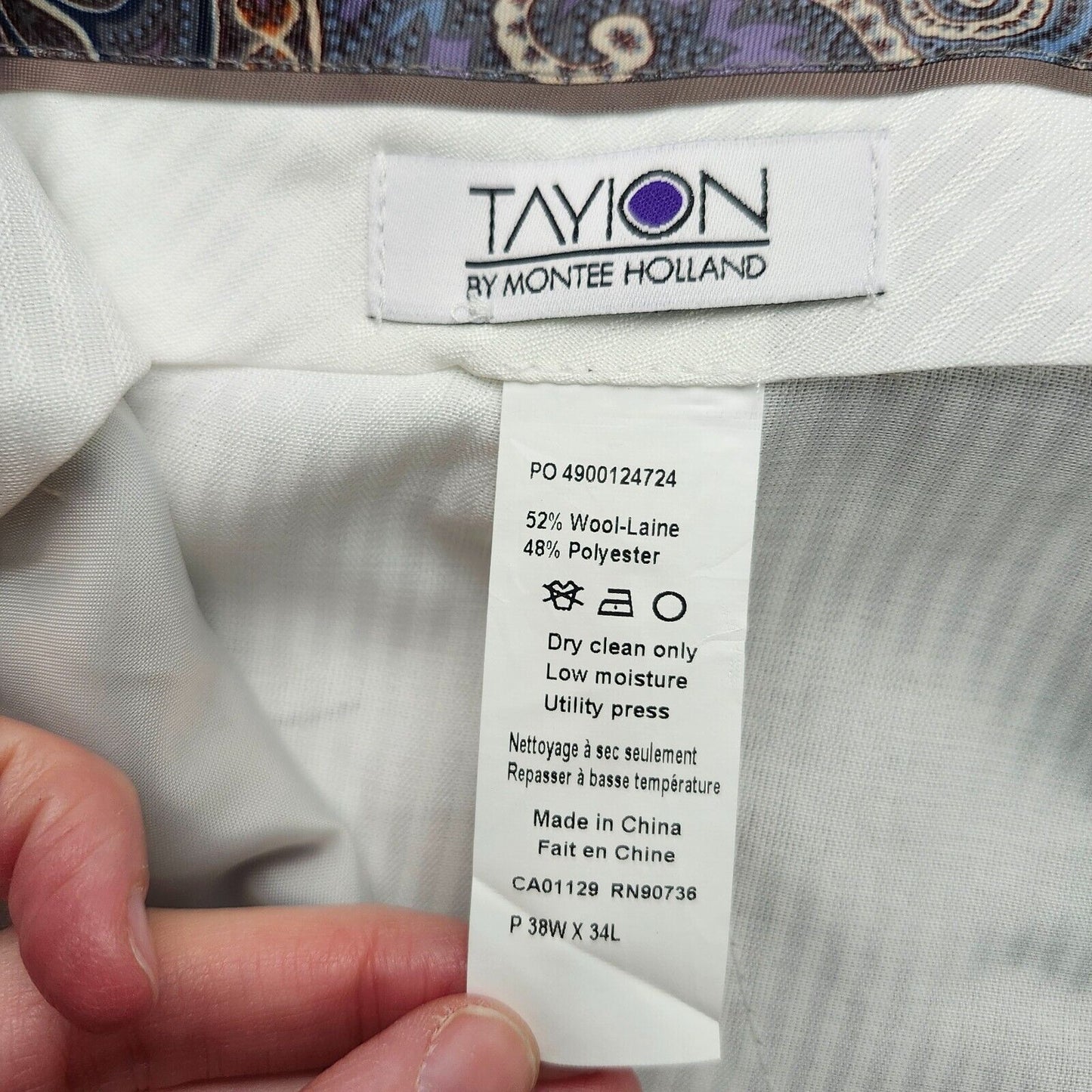 Tayion By Montee Holland Mens Classic-Fit Wool-Blend Dress Pants 38W x 34L