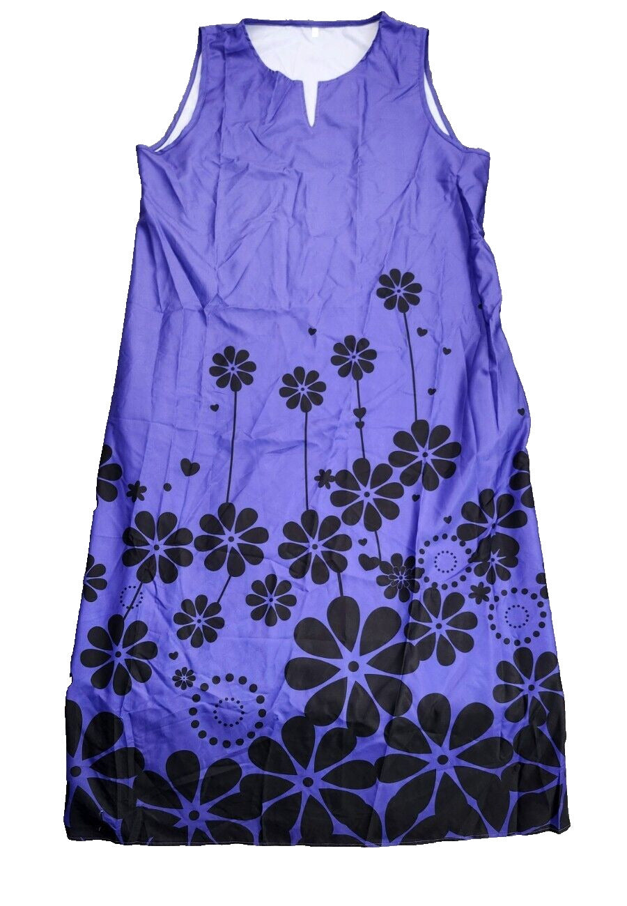 Polyester Sleeveless Full-Length Maxi Dress Women's Floral V neck Size XL