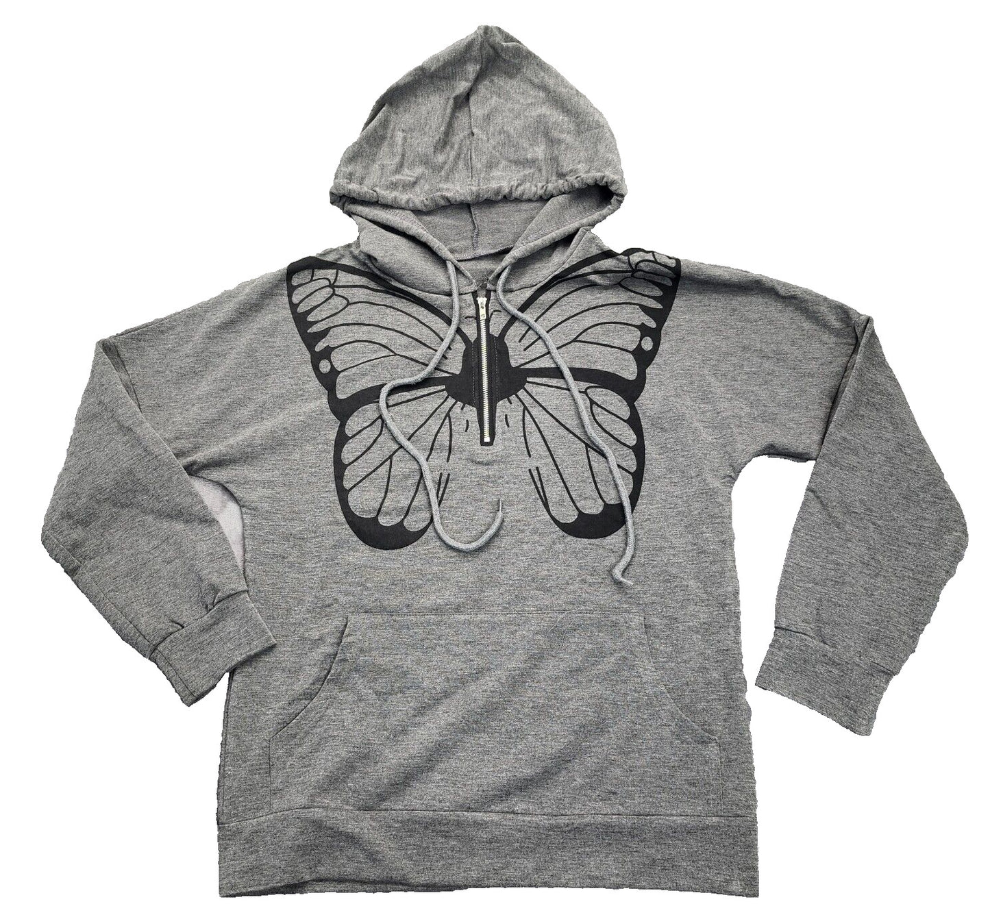 Women’s ¼ zip Sweatshirt Butterfly Print Long Sleeve Hoodie with Pockets Medium