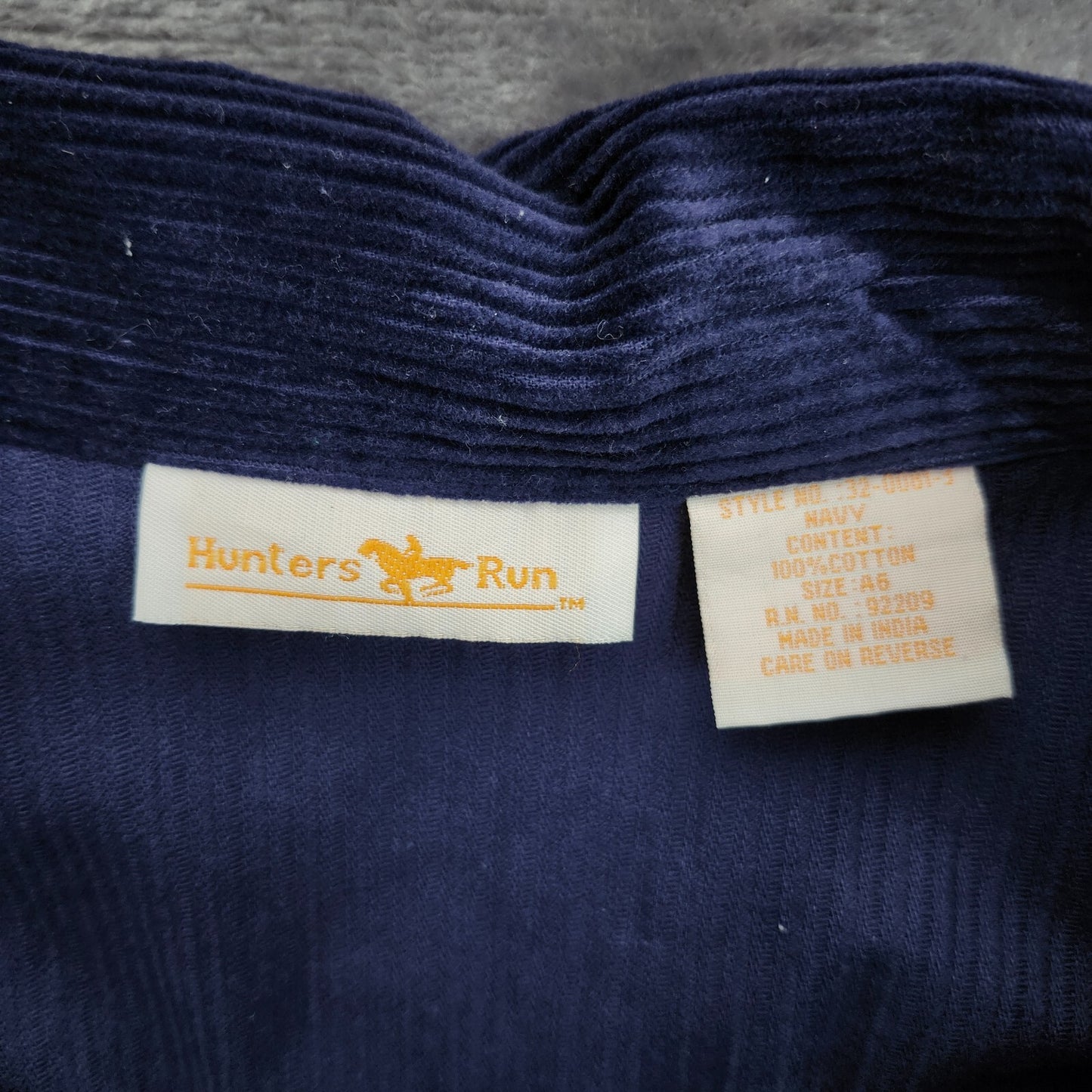 Corduroy Hunters Run Navy Blue Oversized Shirt Jacket, Large Buttons Pockets A6
