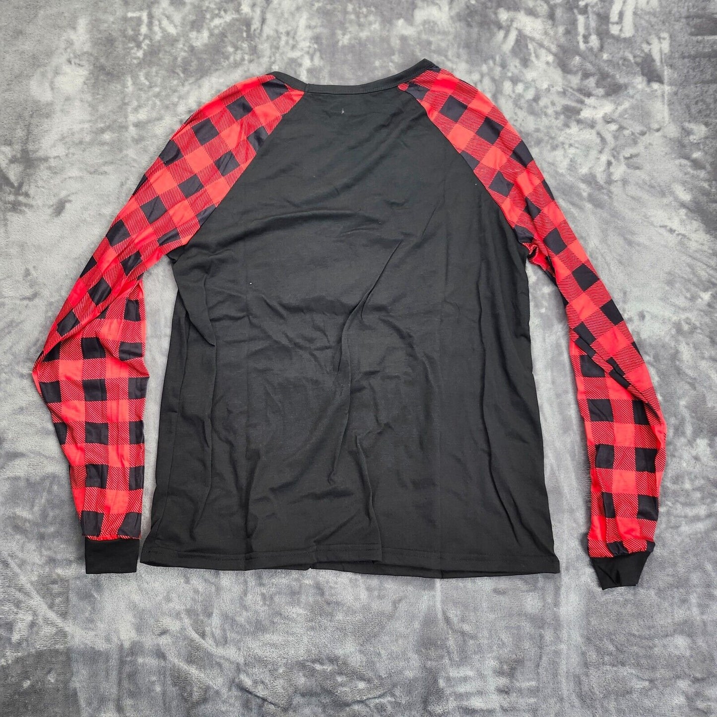 Mens Long Sleeve Blouses Plaid Print Splicing Round Neck Sleepwear set 3XL
