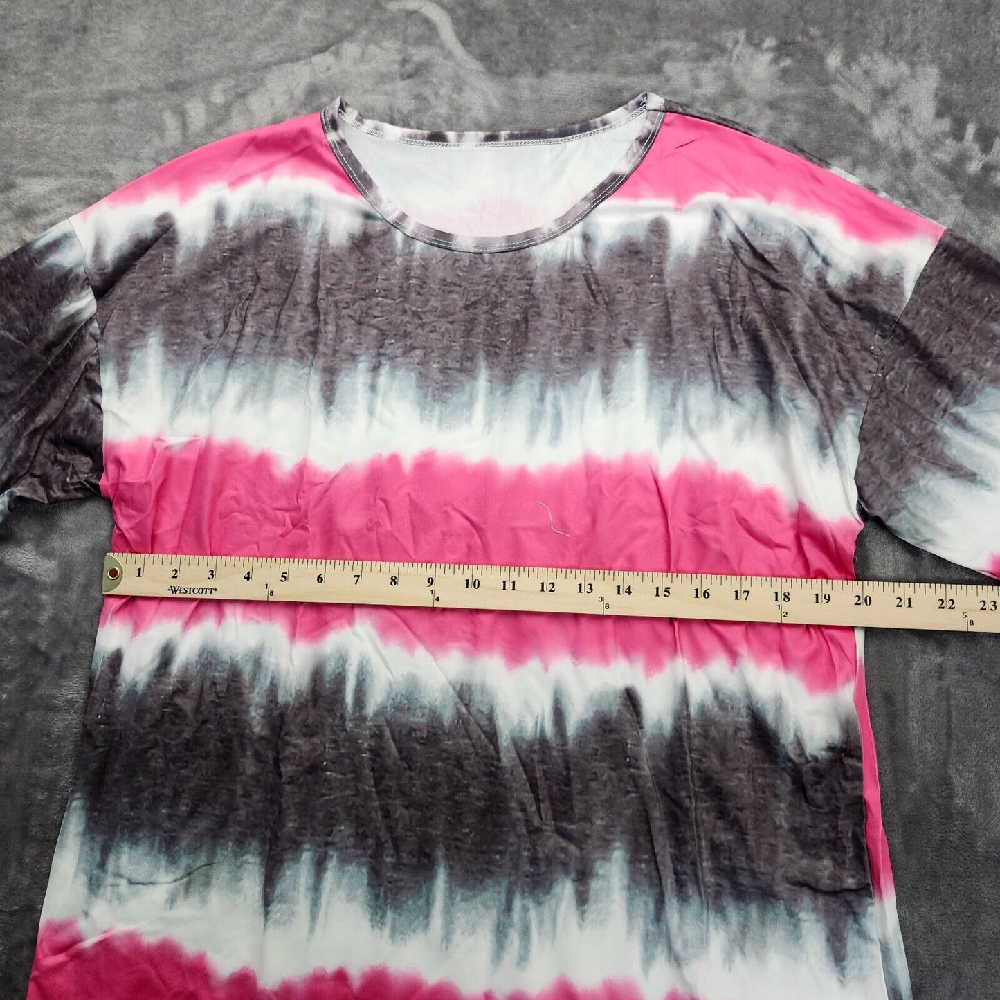 Women’s Crew Neck Short Sleeve Tie Dye Tee Shirts Pink Stripes Size 3XL