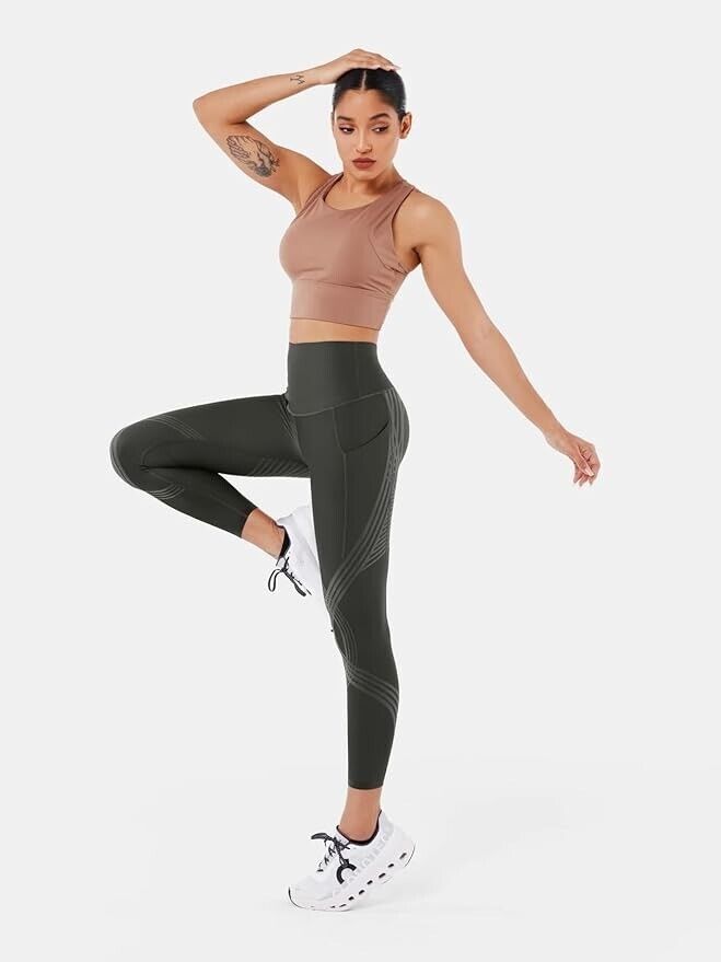 Fanka Women's Compression Body Sculpt Leggings with Pockets Lift and Curve XS