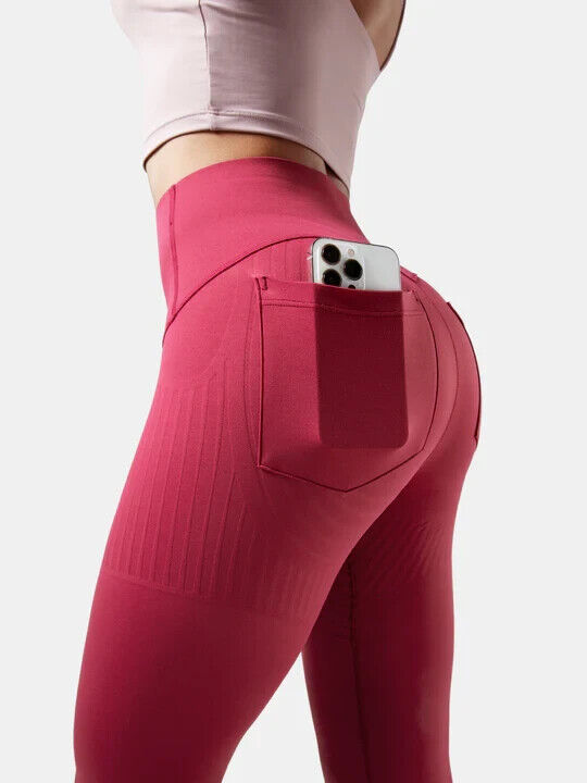 Fanka Body Sculpt Lift n Curve Leggings Reversible Wear w Pockets Baked Apple MD