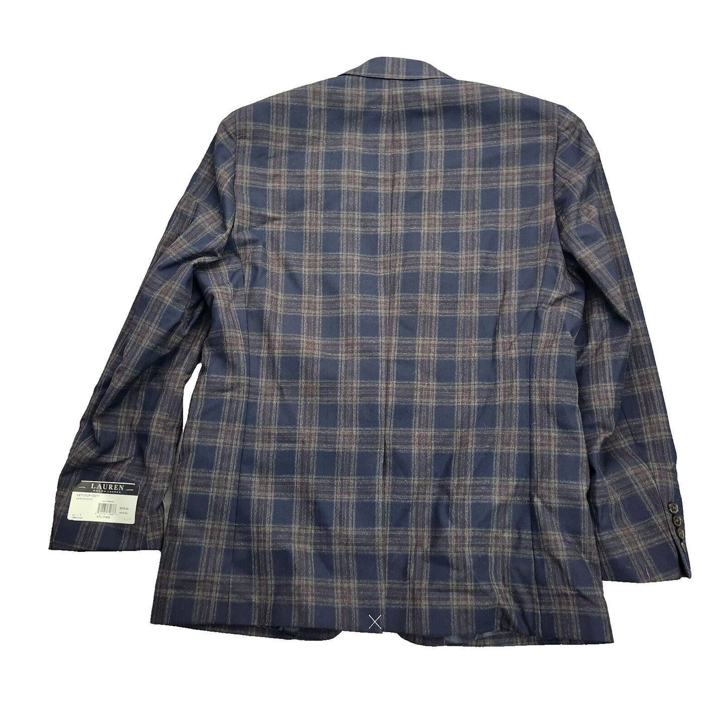 Lauren Ralph Lauren Polyester Blue Plaid Suit Jacket Blazer 42L NWT