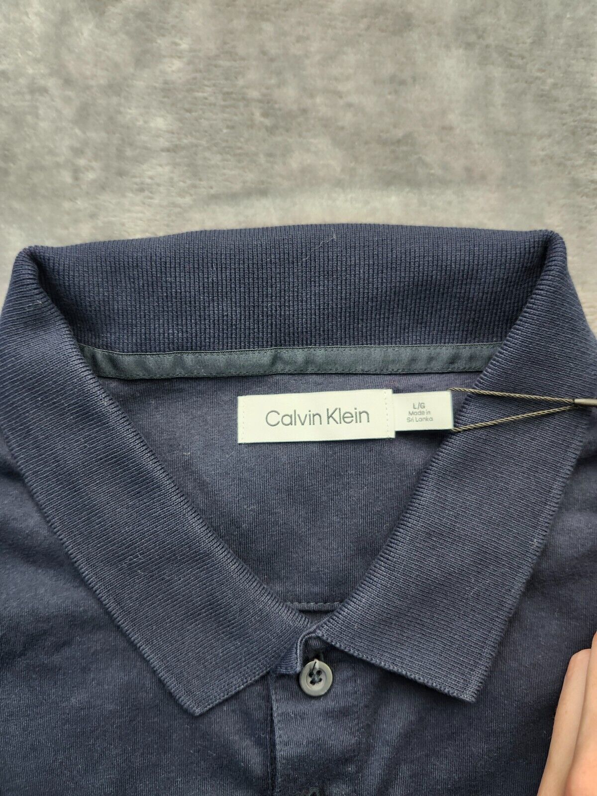 Calvin Klein Mens Monogram Logo Polo Shirt Blue Large