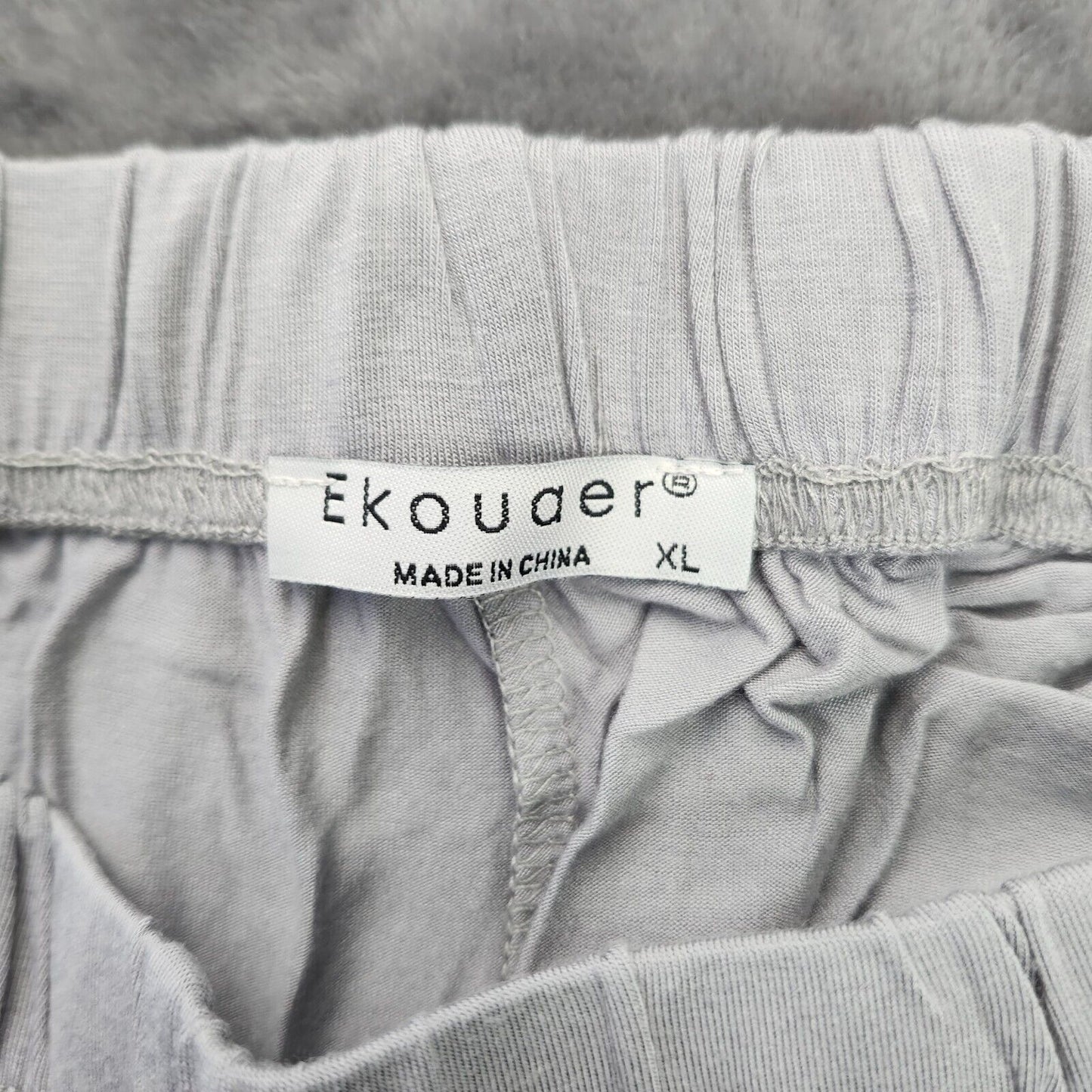 Ekouaer Womens gray pajama set with Top, lounge pants, and sleep mask XL