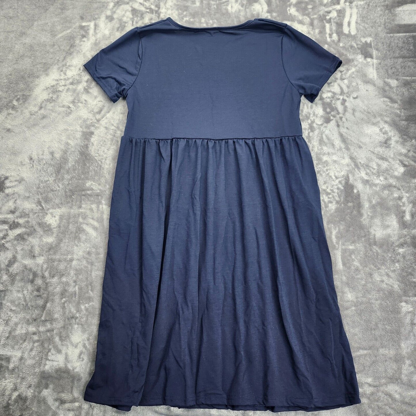 Women's Short Sleeve Babydoll Dress Navy Size XL