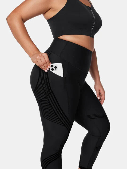 Fanka Black Large Lift and Curve 7/8 Leggings (Side Pocket Reversible Wear)