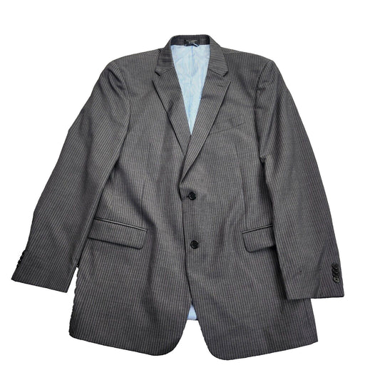 Tommy Hilfiger Men's Suit Jacket Gray Pin Strip Two Button  100% Wool 46 L