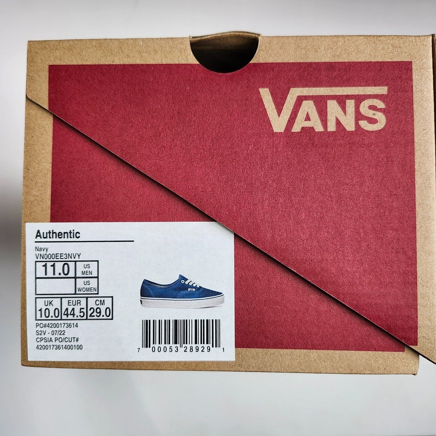 VANS MEN'S AUTHENTIC CANVAS NAVY VN000EE3NVY Size 11