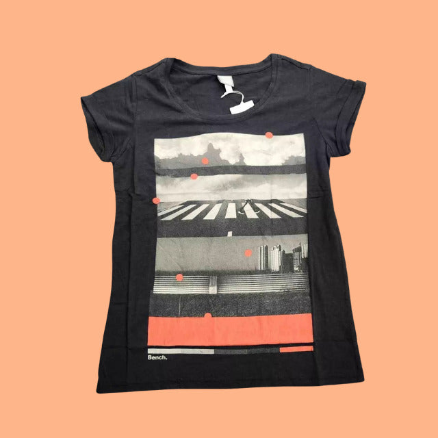 Bench Urban Wear Womens Graphic cap sleeve T-shirt Size Small Black