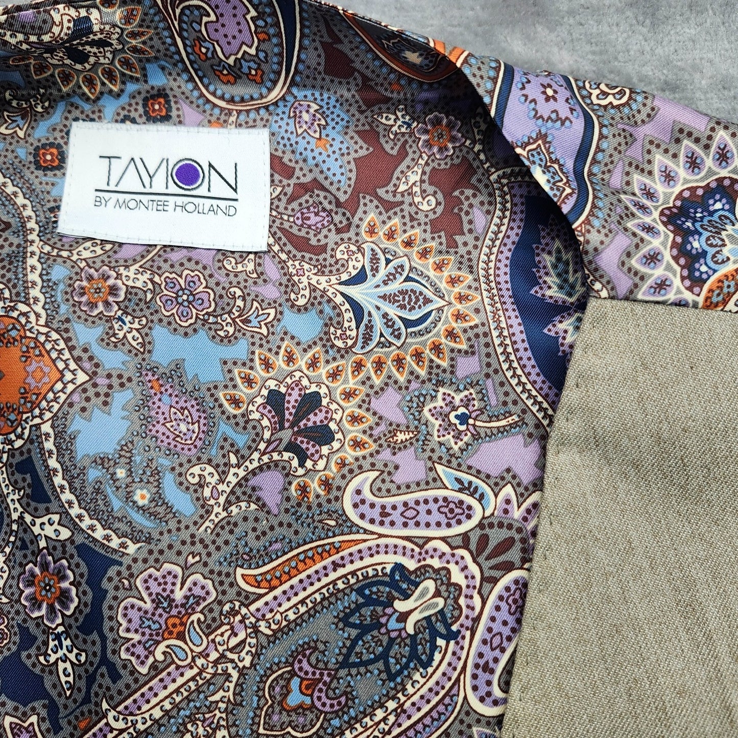 TAYION By Montee Holland Mens Tan Wool Blend Paisley Vest Pike Stitching 2XL
