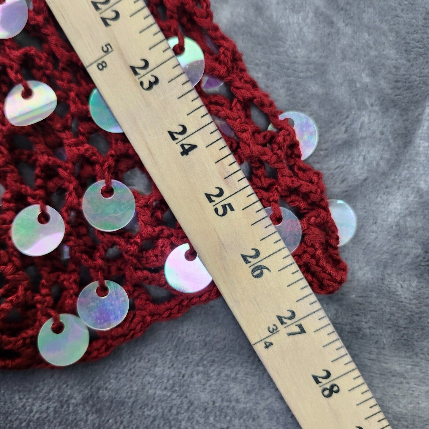 Ellery Maroon Crochet Top by Finesse Women's Burgundy and Red Crop-top XS