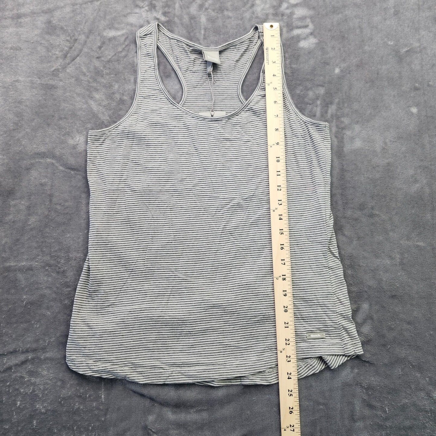 Bench Urban Wear Womens Racerback Stripped Tank Top Size Small WHT/GRY