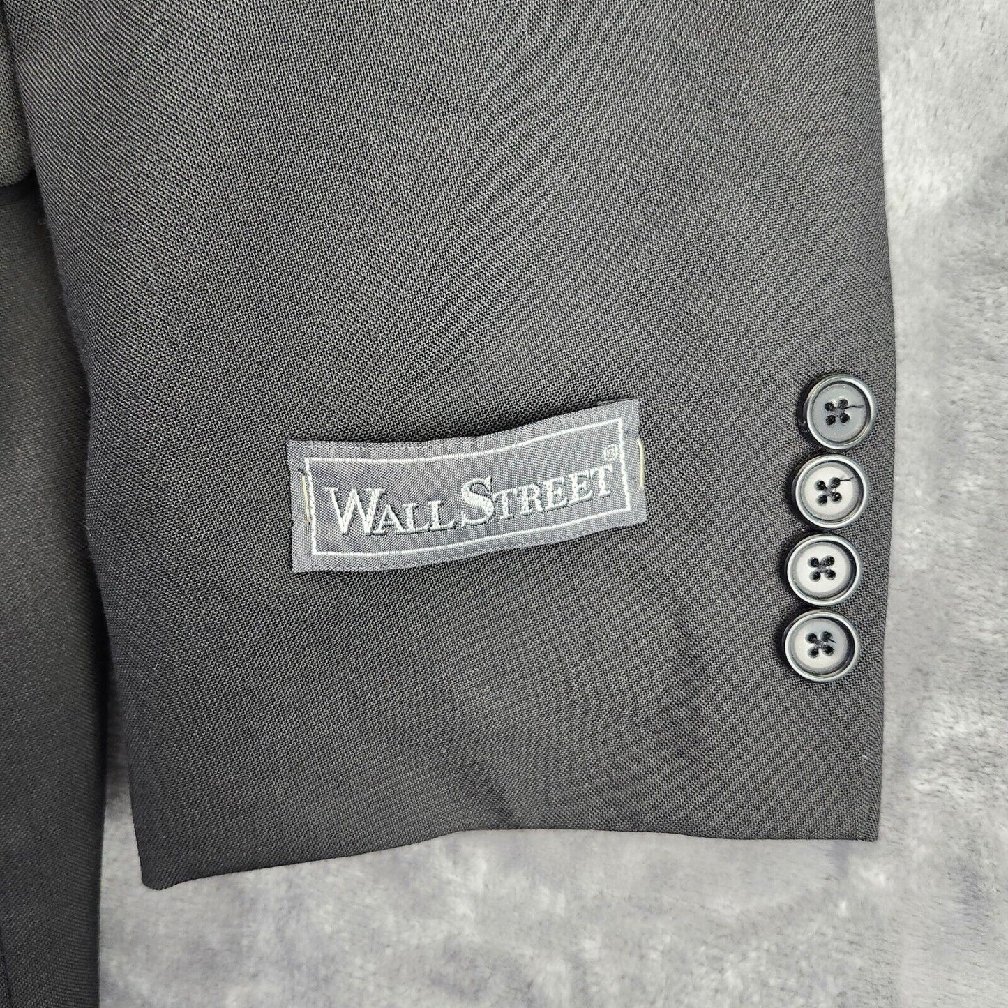 NWT Wall Street Mens Blazer Black 44 Long Polyester/Wool Blend